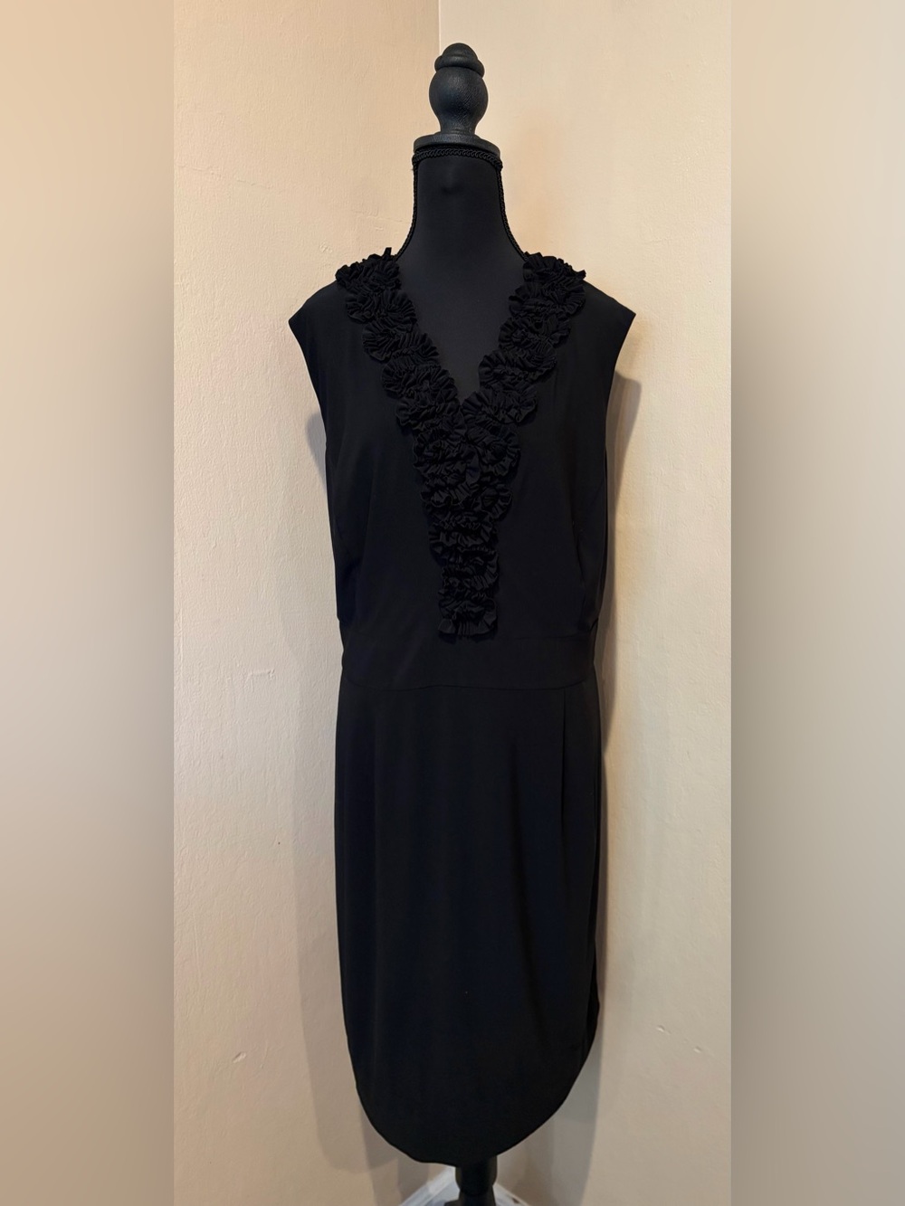 Taylor Simple Black Cocktail Dress w/ Ruched Detailing, size 18 - Picture 8 of 8